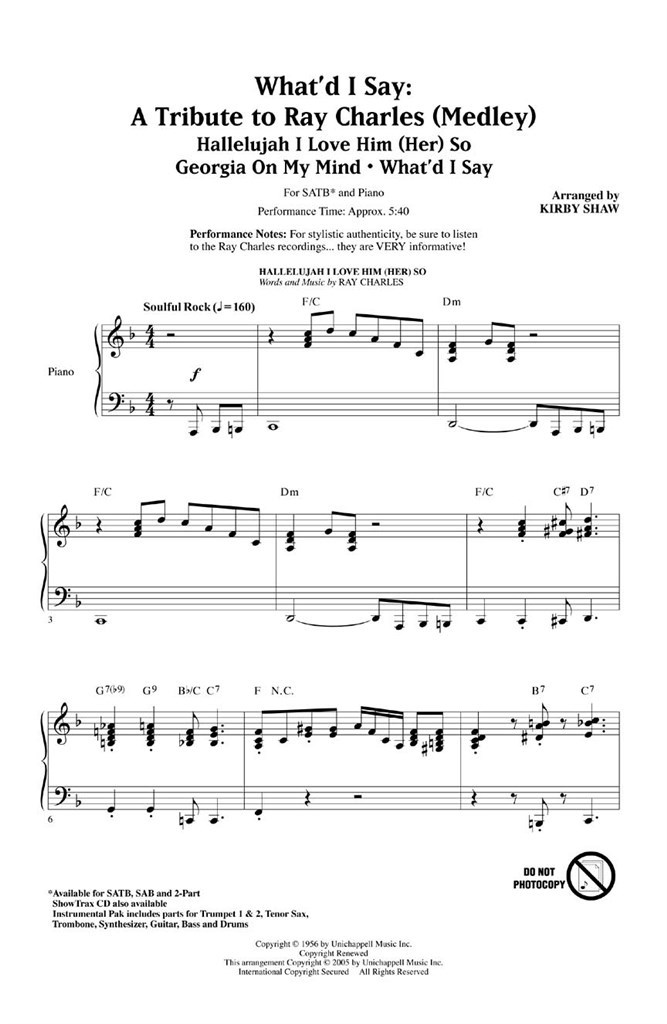 What'd I Say - A Tribute to Ray Charles (SATB)